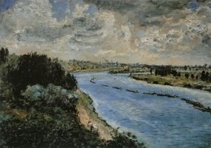 Barges on the Seine by Pierre Auguste Renoir